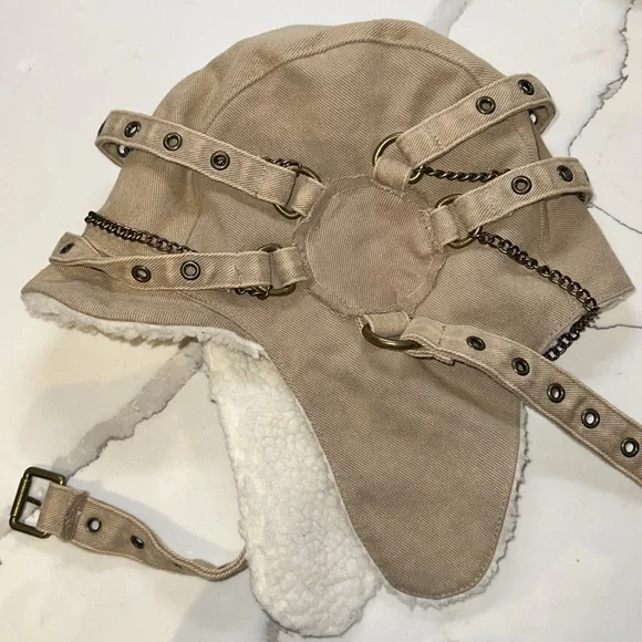 Darker Wavs Sample Piece Vintage Pilot Hat Dark Brown Leather Pilot Hat for Men: FurHatWorld.com main image 3